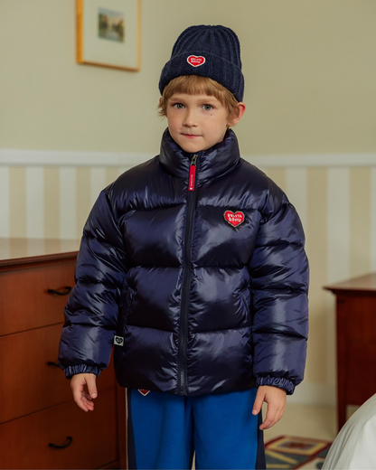 Navy BB Heart Short Beanie