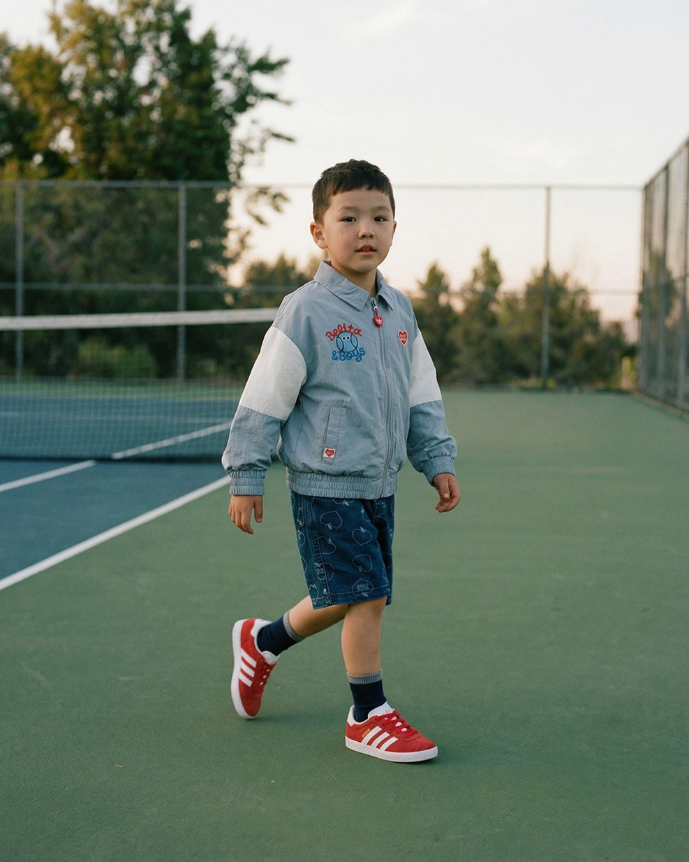 Light Blue Tennis Color Block Collar Windbreaker