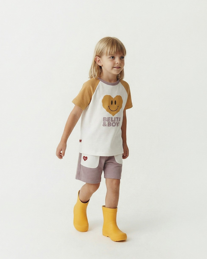 Violet BB Heart Pocket Color Block Waffle Shorts