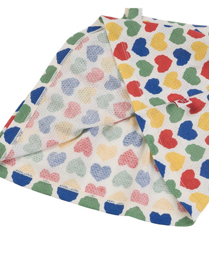 [BABY GIRL SET] Cream Rainbow Heart Mesh Sleeveless Shorts
