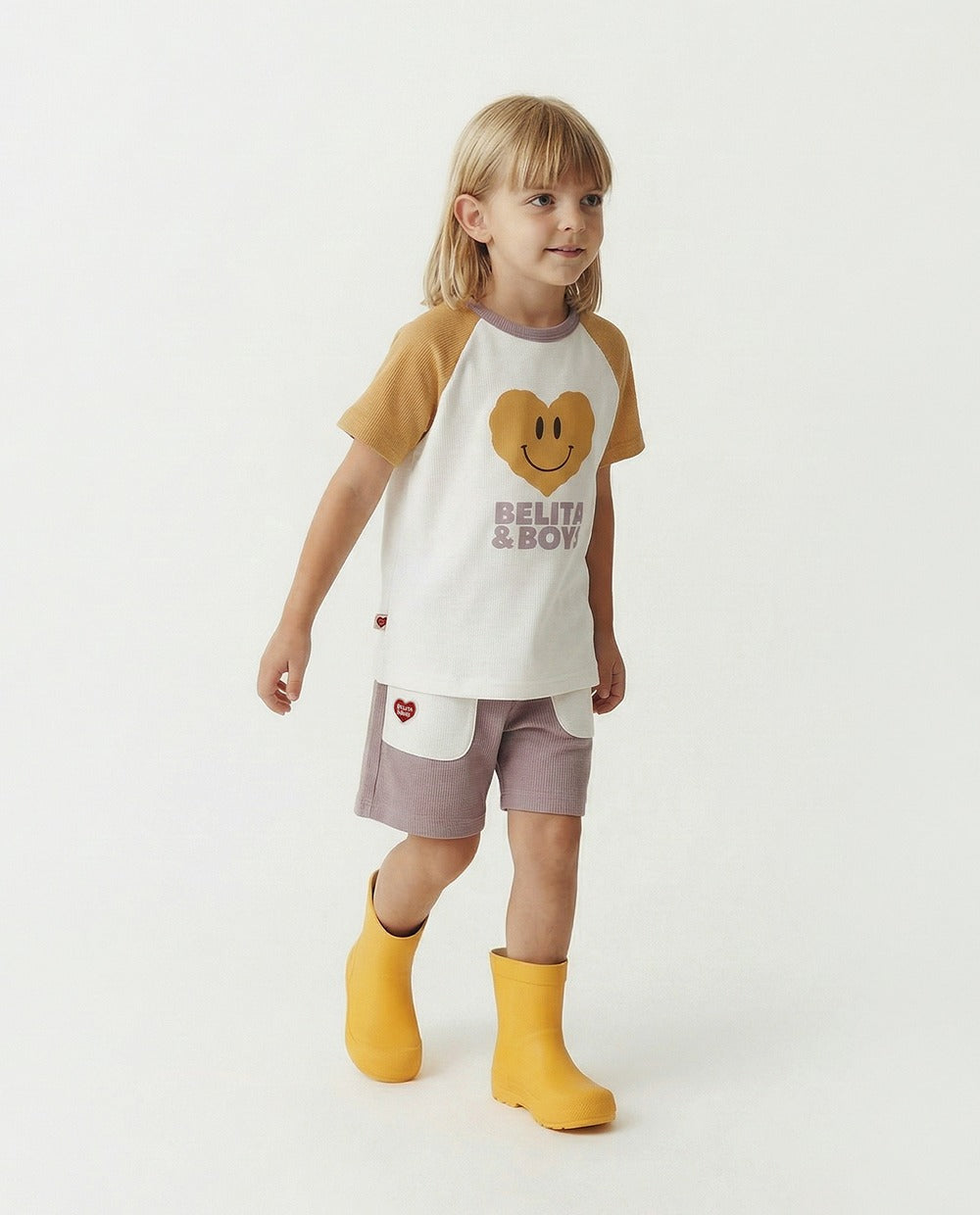 Violet BB Heart Pocket Color Block Waffle Shorts