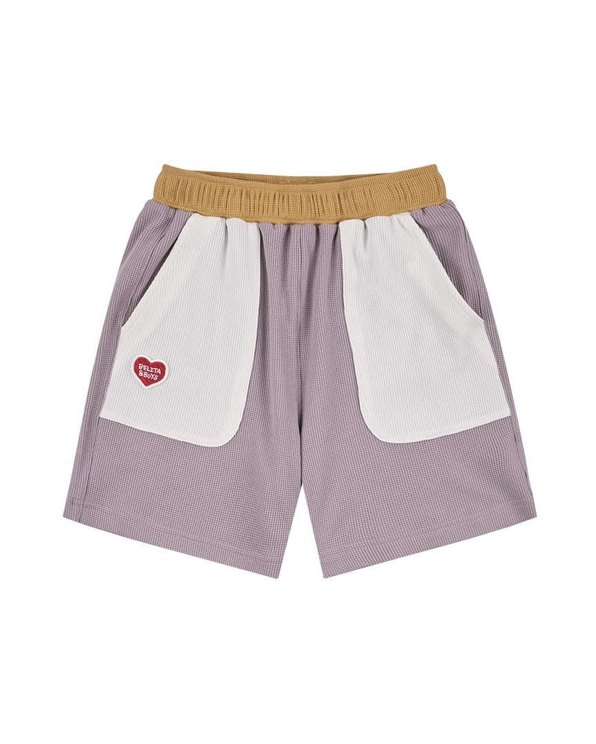 Violet BB Heart Pocket Color Block Waffle Shorts