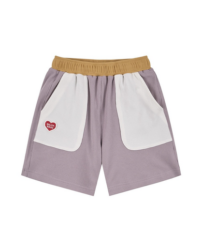 Violet BB Heart Pocket Color Block Waffle Shorts