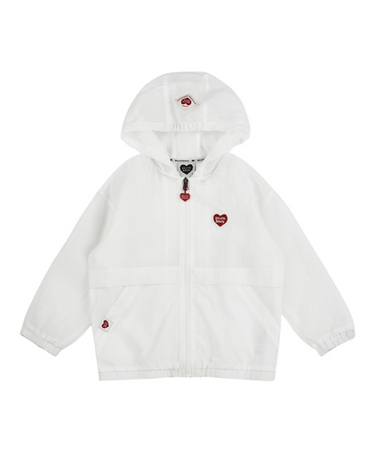 White BB Heart Hooded Windbreaker