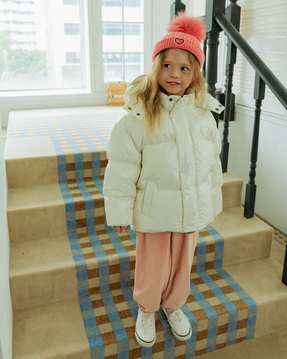 Cream Glossy Duck Down Hooded Jumper