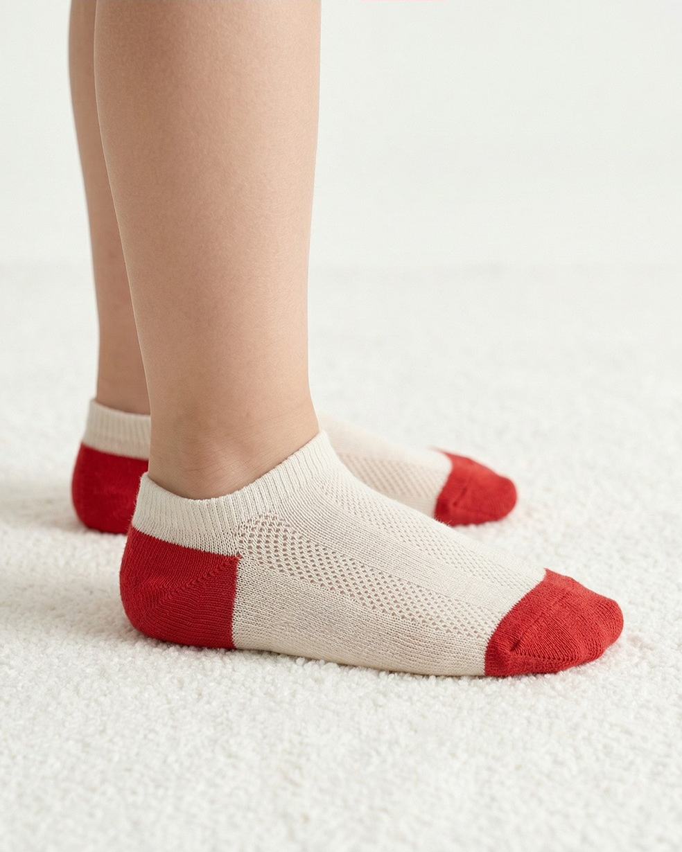 Cream Color Block Jacquard Socks