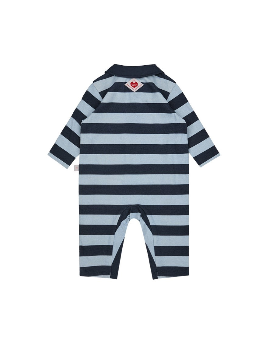 BABY Navy BB Heart Stripe Collar Jumpsuit