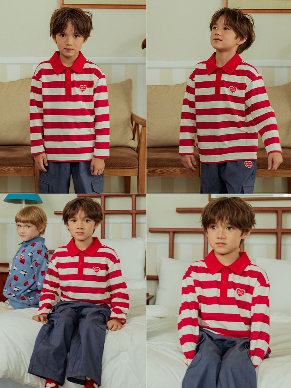 Red BB Heart Stripe Rugby Shirt