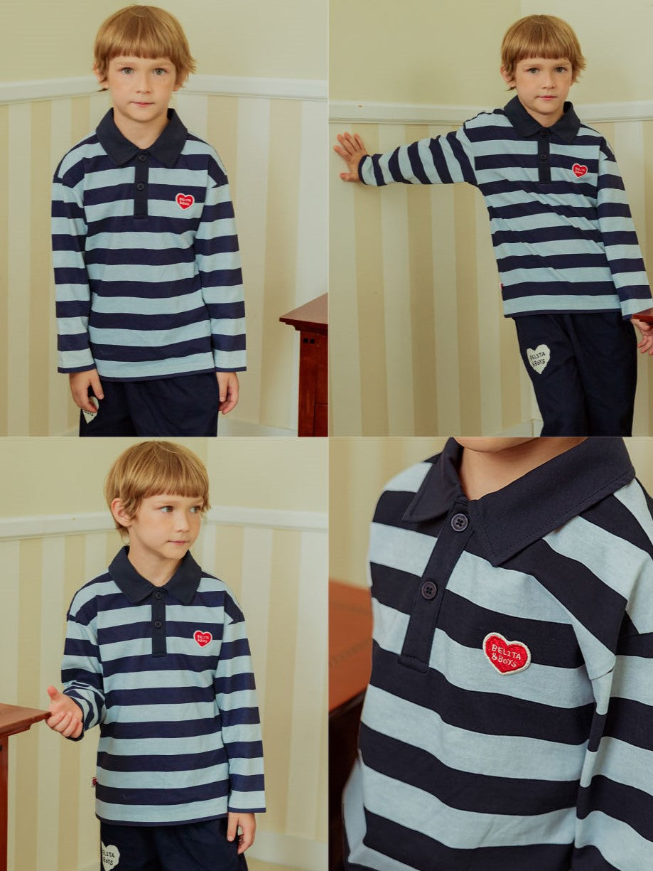Navy BB Heart Stripe Rugby Shirt