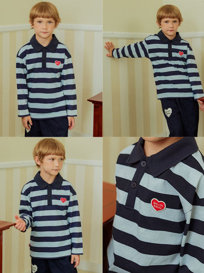 Navy BB Heart Stripe Rugby Shirt
