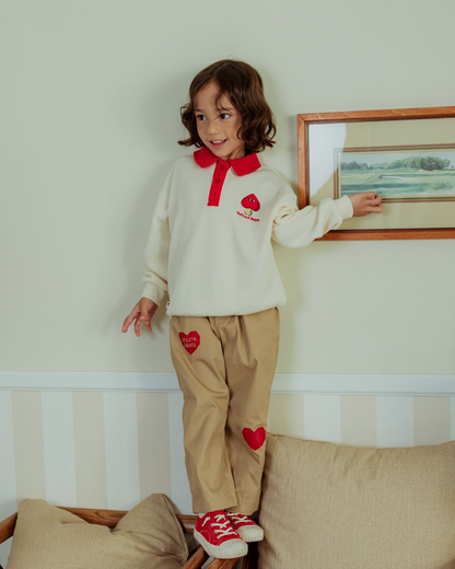 Cream Mushroom Collar Knit Sweater