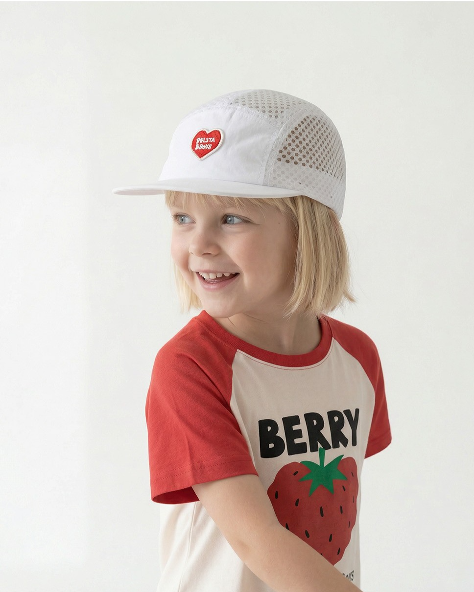 White BB Heart Mesh Camp Cap
