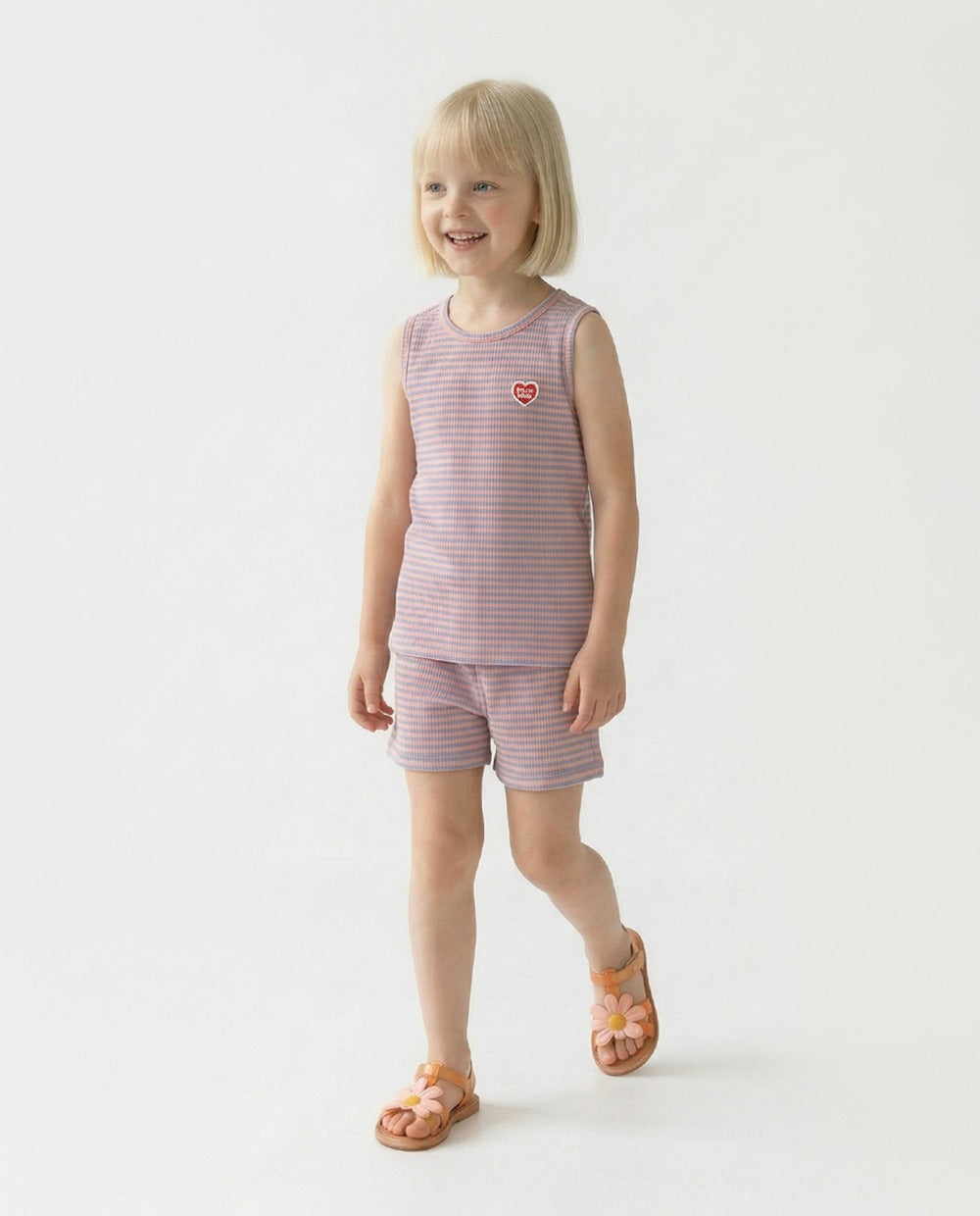 [SET] Violet BB Heart Stripe Sleeveless Shorts
