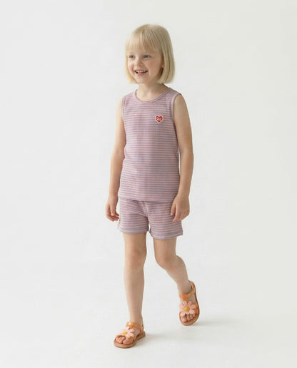 [SET] Violet BB Heart Stripe Sleeveless Shorts