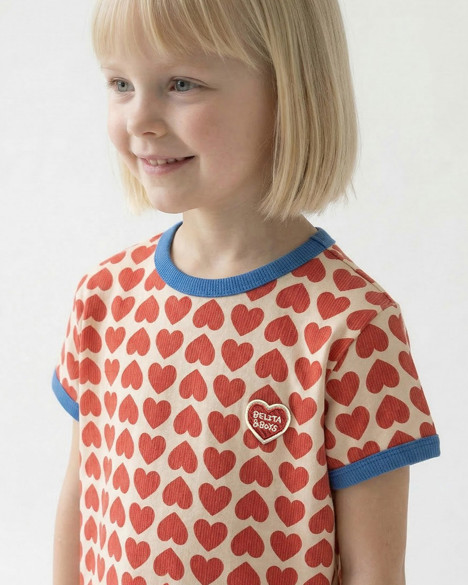 Red BB Heart Pattern One Mile Short Sleeve