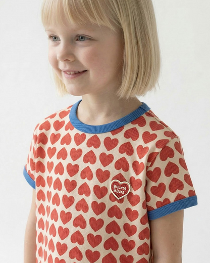 Red BB Heart Pattern One Mile Short Sleeve