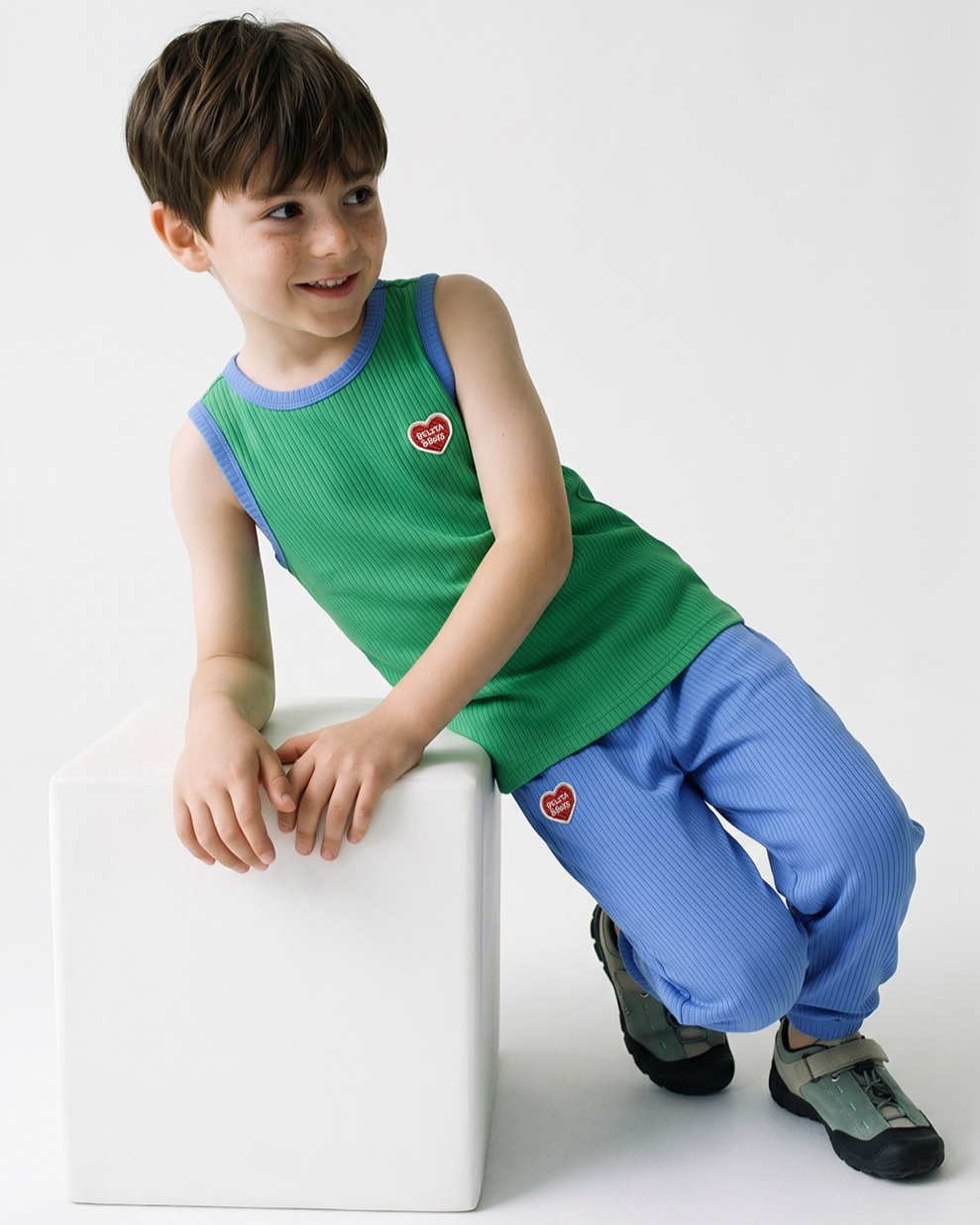 [SET] Green BB Heart Two-Tone Sleeveless One Mile