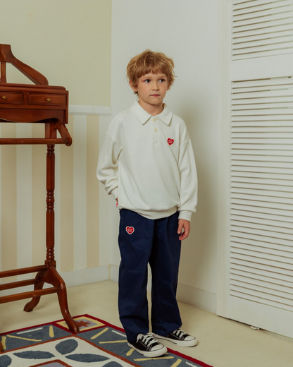 Cream BB Heart Collar Knit Sweater