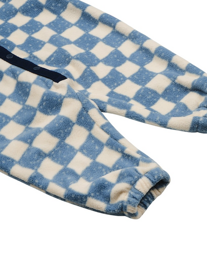 BABY Light Blue Checkerboard Fleece Jumpsuit