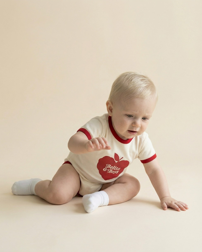 BABY Red Bubble Apple Short Jumpsuit