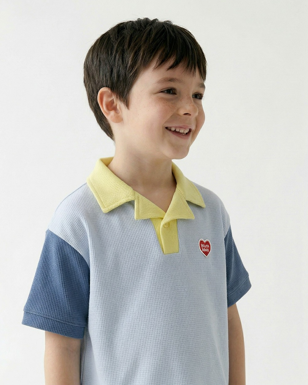 Blue BB Heart Pocket Color Block Waffle Shorts