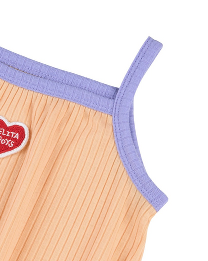 BABY GIRL Orange BB Heart Two-Tone Sleeveless Bodysuit