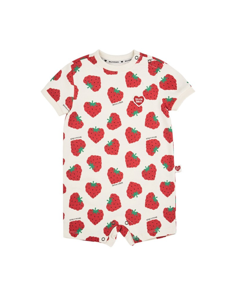 BABY Red Berry Pattern Short Jumpsuit