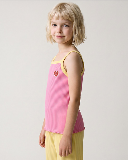 [GIRL SET] Pink BB Heart Two-Tone Sleeveless One Mile