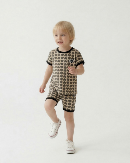 Charcoal BB Heart Pattern One Mile Short Sleeve