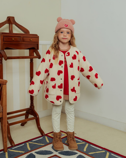 Red BB Heart Pattern Reversible Jumper