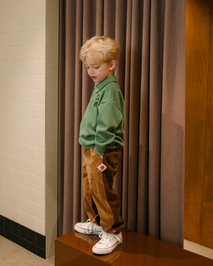 Brown Color Block Corduroy Jogger