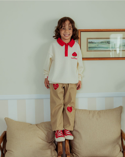 Cream Mushroom Collar Knit Sweater