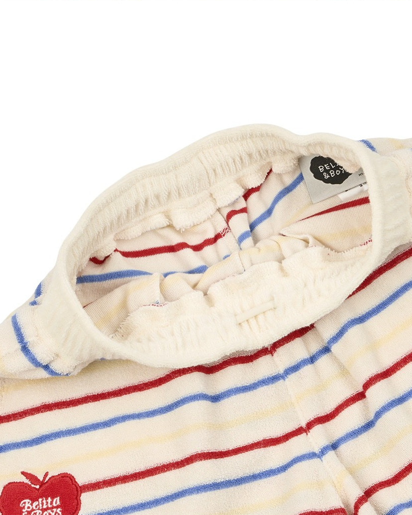 Cream Bubble Apple Rainbow Stripe Terry Shorts