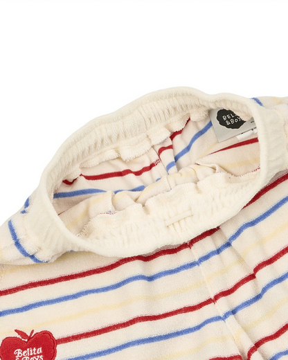 Cream Bubble Apple Rainbow Stripe Terry Shorts