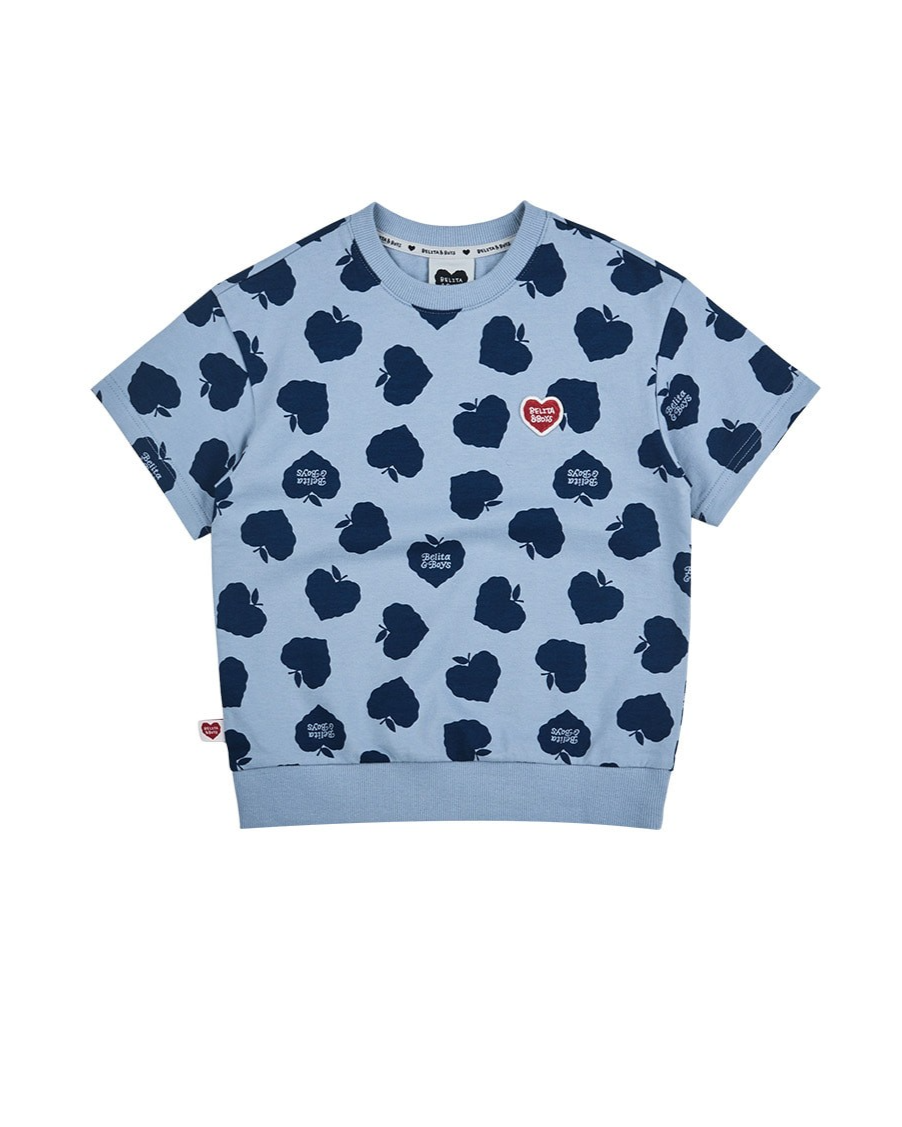 [SET] Navy Bubble Apple Pattern Crop
