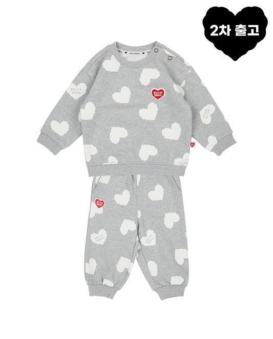 [BABY SET] Grey BB Heart Pattern Jogger