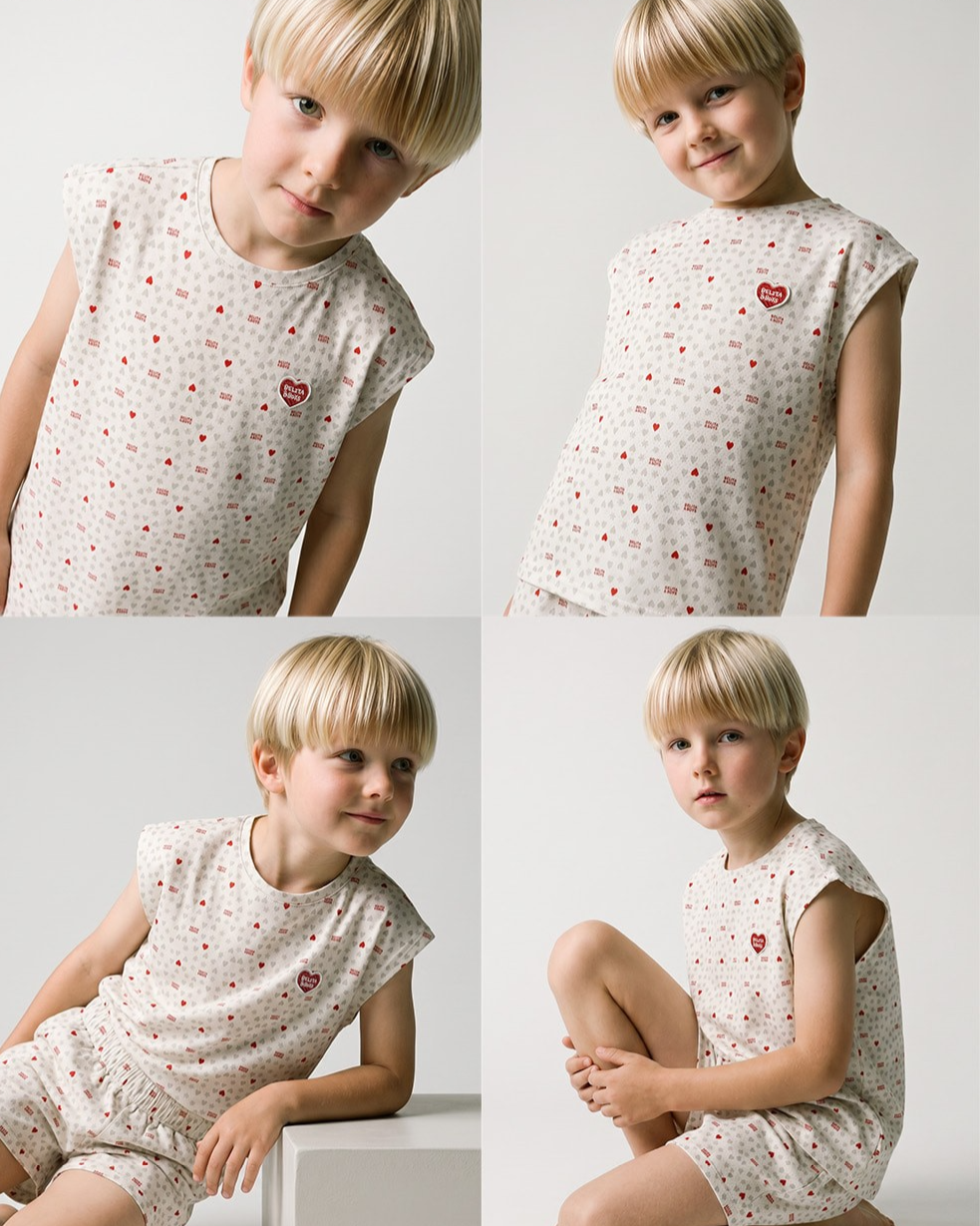 [SET] Light Grey Heart Star Mesh Sleeveless Shorts