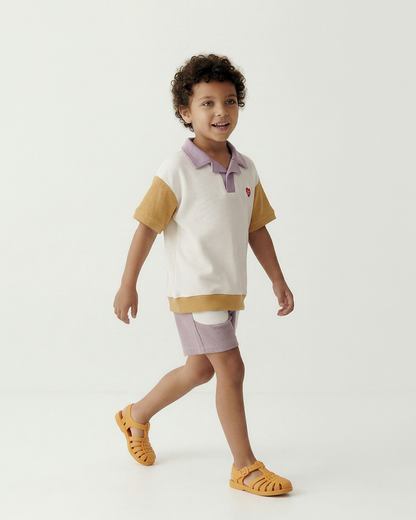 Violet BB Heart Pocket Color Block Waffle Shorts