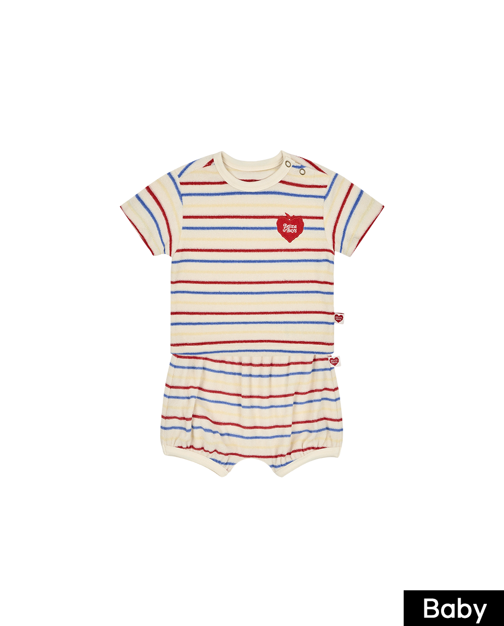 [BABY SET] Cream Bubble Apple Multi Stripe Terry Shorts