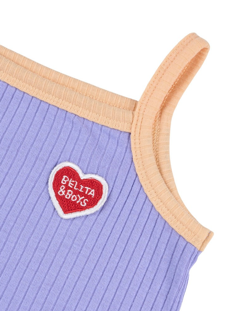 [BABY GIRL SET] Violet BB Heart Two-Tone Sleeveless One Mile
