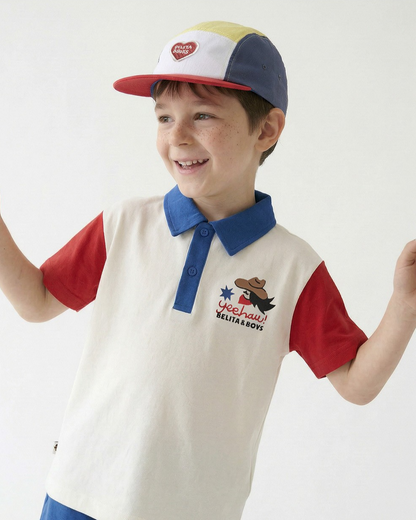White BB Heart Color Block Mesh Camp Cap