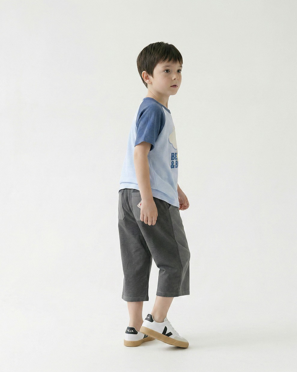Grey BB Heart Color Block Polysucker Crop Pants