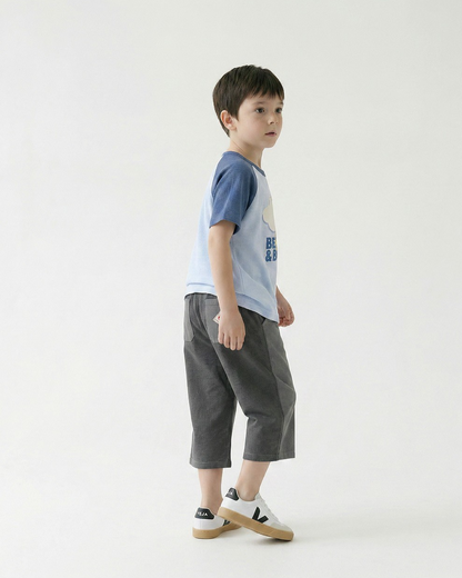 Grey BB Heart Color Block Polysucker Crop Pants