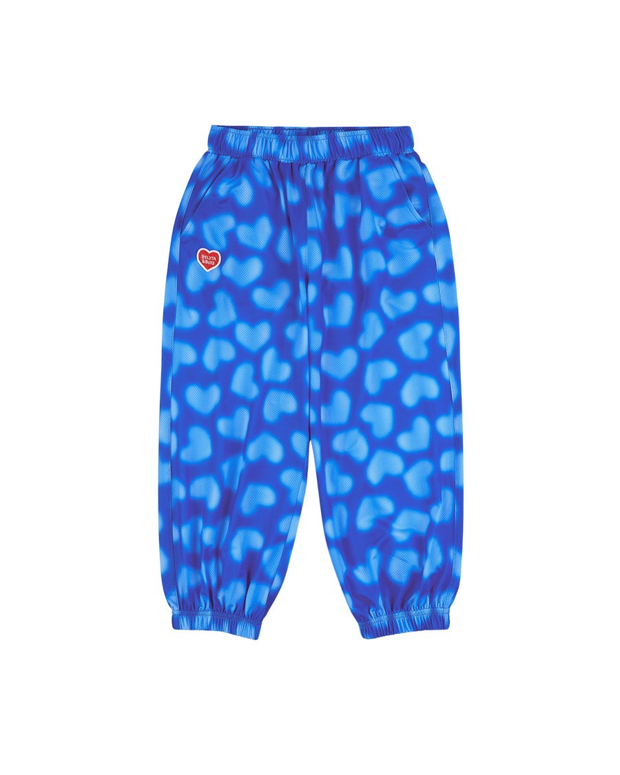 Blue Water Dye Heart Pattern Mesh Jogger