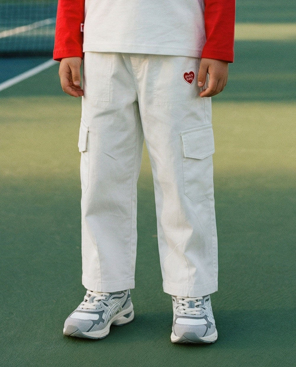 White BB Heart Fatigue Cargo Pants