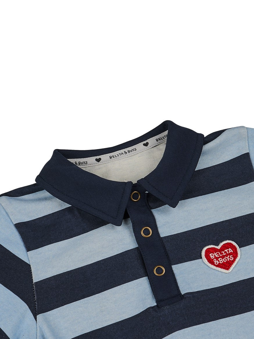 BABY Navy BB Heart Stripe Collar Jumpsuit