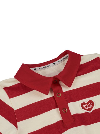 BABY Red BB Heart Stripe Collar Jumpsuit