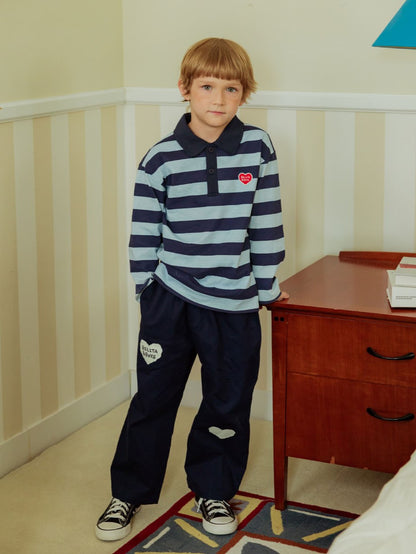 Navy BB Heart Stripe Rugby Shirt