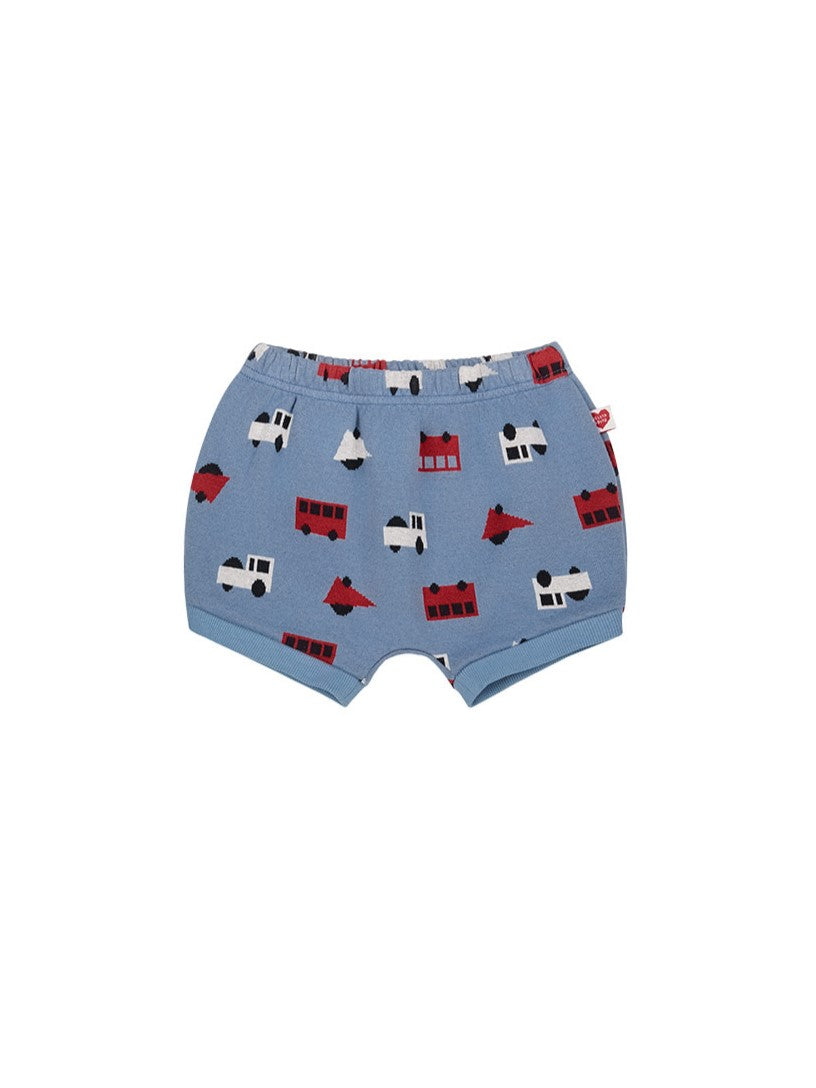 [BABY SET] Light Blue Bus and Truck Pattern Knit Cardigan & Bloomers