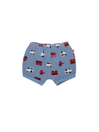 [BABY SET] Light Blue Bus and Truck Pattern Knit Cardigan & Bloomers